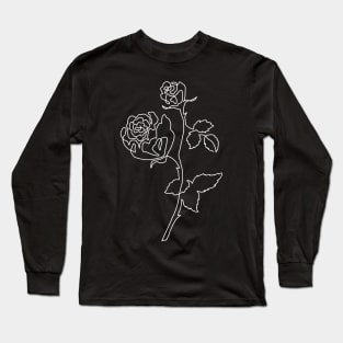 Roses Minimalist Art Minimal One Line Drawing Rose Flowers Long Sleeve T-Shirt